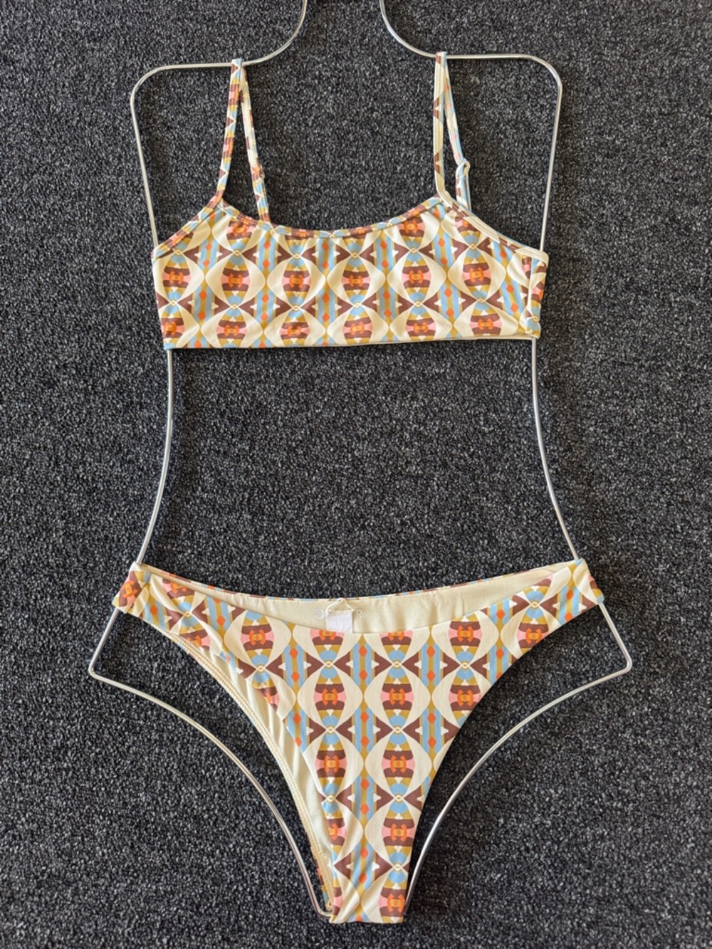 Geometric Print Two-Piece One-Piece Set - Multi-color